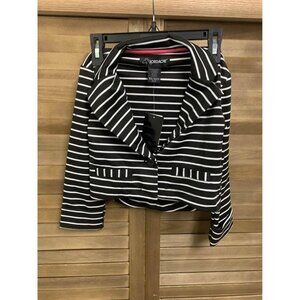 NWT Jordache Striped Cardigan Jacket Crop Preppy Y2K Black Girls Size XS (4/5)